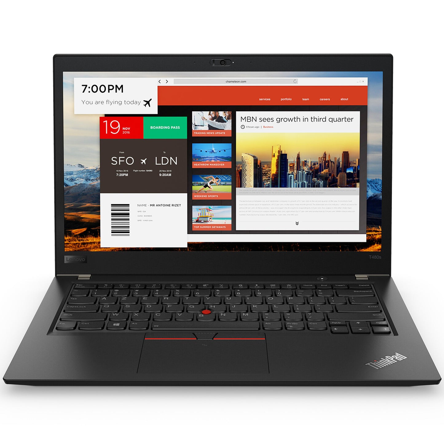 Lenovo ThinkPad T480s - PC Portable 14" Core i5, 16 Go RAM, 256 Go SSD, Clavier AZERTY - Français